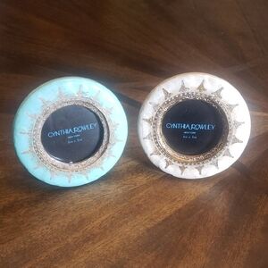 2 Cynthia Rowley Blue and Beige Accent Picture Frames 5in Bundle